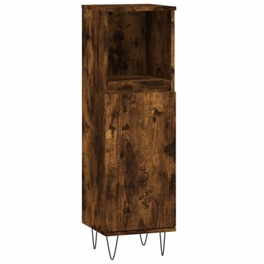 vidaXL Ντουλάπι Μπάνιου Καπνιστή Δρυς 30x30x100cm Επεξεργασμένο Ξύλο
