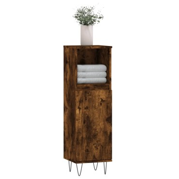 vidaXL Ντουλάπι Μπάνιου Καπνιστή Δρυς 30x30x100cm Επεξεργασμένο Ξύλο