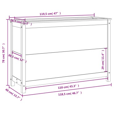 vidaXL Ζαρντινιέρα Υπερυψωμένη 119,5x40x78 εκ. από Μασίφ Ξύλο Πεύκου