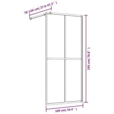 vidaXL Διαχωριστικό Ντουζιέρας Χρυσό 100 x 195 εκ. Διαφανές Γυαλί ESG