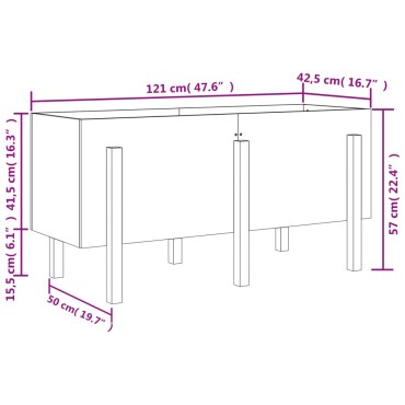 vidaXL Ζαρντινιέρα Υπερυψωμένη 121 x 50 x 57 εκ. από Μασίφ Ξύλο Πεύκου