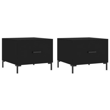 vidaXL Τραπεζάκια Σαλονιού 2 τεμ. Μαύρα 50x50x40cm Επεξεργ. Ξύλο
