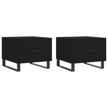 vidaXL Τραπεζάκια Σαλονιού 2 τεμ. Μαύρα 50x50x40cm Επεξεργ. Ξύλο