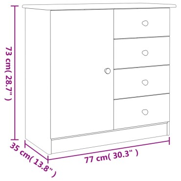 vidaXL Ντουλάπι ALTA Λευκό 77x35x73cm από Μασίφ Ξύλο Πεύκου 1 τεμ.