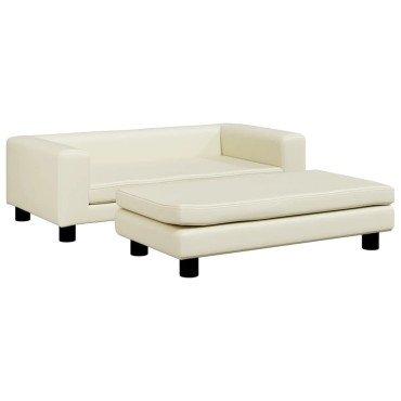 vidaXL Κρεβάτι Σκύλου με Προέκταση Κρεμ 100x50x30 εκ. Συνθετικό Δέρμα