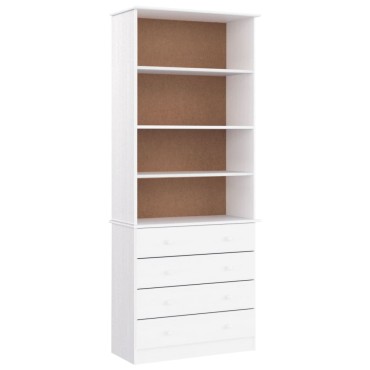 vidaXL Βιβλιοθήκη με Συρτάρια ALTA Λευκή 77x35x186,5cm Μασίφ Πεύκο 1 τεμ.
