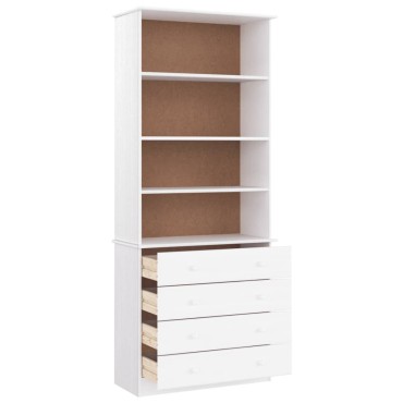 vidaXL Βιβλιοθήκη με Συρτάρια ALTA Λευκή 77x35x186,5cm Μασίφ Πεύκο 1 τεμ.