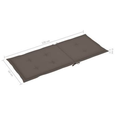 vidaXL Μαξιλάρια Καρέκλας Κήπου με Πλάτη 6 τεμ. Taupe 120x50x3cm
