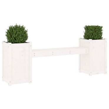 vidaXL Ζαρντινιέρα Παγκάκι Λευκό 180x36x63cm από Μασίφ Ξύλο Πεύκου 1 τεμ.