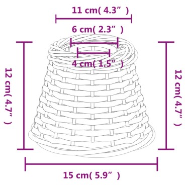vidaXL Καπέλο Φωτιστικού Καφέ Ø15x12 εκ. από Wicker