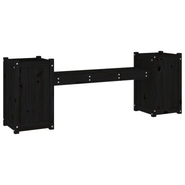 vidaXL Ζαρντινιέρα Παγκάκι Μαύρο 180x36x63cm από Μασίφ Ξύλο Πεύκου 1 τεμ.