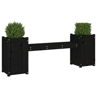 vidaXL Ζαρντινιέρα Παγκάκι Μαύρο 180x36x63cm από Μασίφ Ξύλο Πεύκου 1 τεμ.