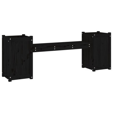 vidaXL Ζαρντινιέρα Παγκάκι Μαύρο 180x36x63cm από Μασίφ Ξύλο Πεύκου 1 τεμ.