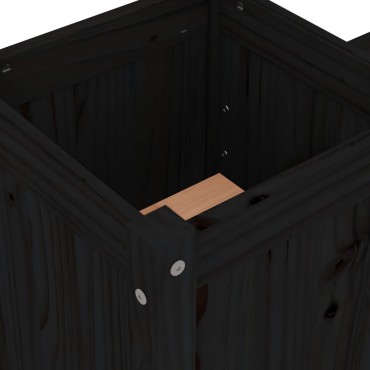 vidaXL Ζαρντινιέρα Παγκάκι Μαύρο 180x36x63cm από Μασίφ Ξύλο Πεύκου 1 τεμ.