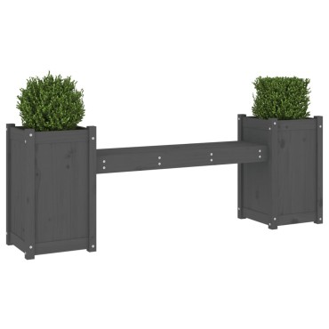 vidaXL Ζαρντινιέρα Παγκάκι Γκρι 180x36x63cm από Μασίφ Ξύλο Πεύκου 1 τεμ.