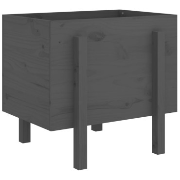 vidaXL Ζαρντινιέρα Γκρι 62x50x57 εκ. από Μασίφ Ξύλο Πεύκου