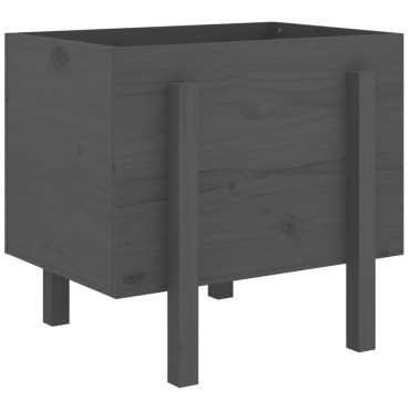vidaXL Ζαρντινιέρα Γκρι 62x50x57 εκ. από Μασίφ Ξύλο Πεύκου