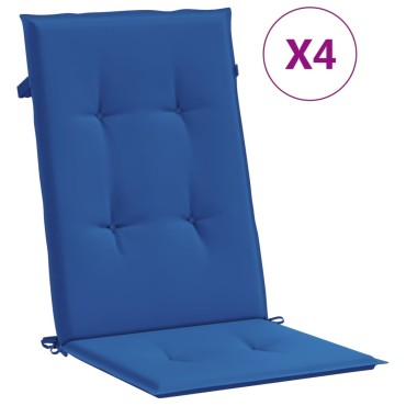 vidaXL Μαξιλάρια Καρέκλας Κήπου με Πλάτη 4 τεμ. Μπλε ρουά 120x50x3cm