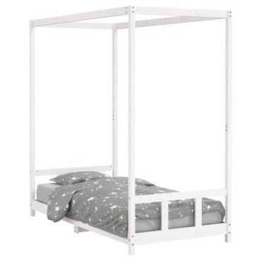 vidaXL Πλαίσιο Παιδικού Κρεβατιού Λευκό 90x190cm από Μασίφ Ξύλο Πεύκου 1 τεμ. - Μονό