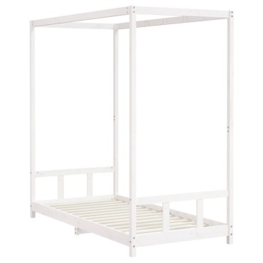 vidaXL Πλαίσιο Παιδικού Κρεβατιού Λευκό 90x190cm από Μασίφ Ξύλο Πεύκου 1 τεμ. - Μονό