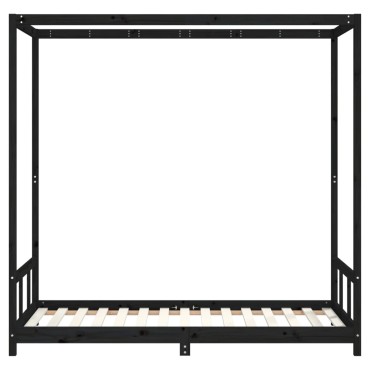 vidaXL Πλαίσιο Παιδικού Κρεβατιού Μαύρο 90x190cm Μασίφ Ξύλο Πεύκου 1 τεμ. - Μονό