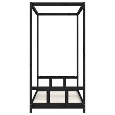 vidaXL Πλαίσιο Παιδικού Κρεβατιού Μαύρο 90x190cm Μασίφ Ξύλο Πεύκου 1 τεμ. - Μονό