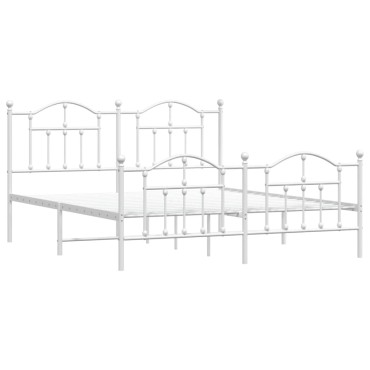 vidaXL Πλαίσιο Κρεβατιού με Κεφαλάρι&Ποδαρικό Λευκό 160x200cm Μέταλλο 1 τεμ. - Διπλό