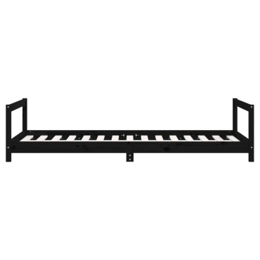vidaXL Πλαίσιο Παιδικού Κρεβατιού Μαύρο 90x190cm Μασίφ Ξύλο Πεύκου 1 τεμ. - Μονό