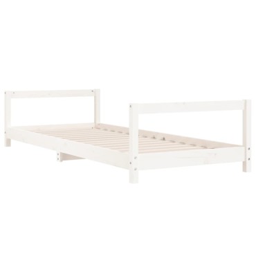 vidaXL Πλαίσιο Παιδικού Κρεβατιού Λευκό 90x190cm από Μασίφ Ξύλο Πεύκου 1 τεμ. - Μονό