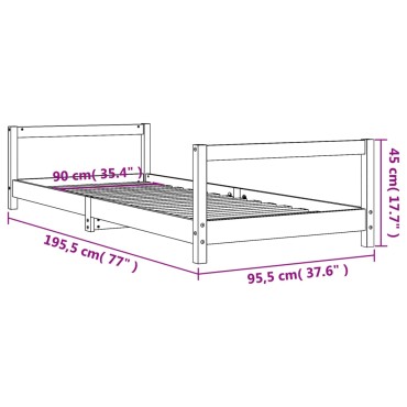 vidaXL Πλαίσιο Παιδικού Κρεβατιού Λευκό 90x190cm από Μασίφ Ξύλο Πεύκου 1 τεμ. - Μονό