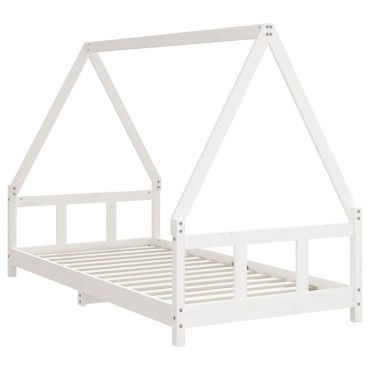 vidaXL Πλαίσιο Παιδικού Κρεβατιού Λευκό 90x190cm από Μασίφ Ξύλο Πεύκου 1 τεμ. - Μονό