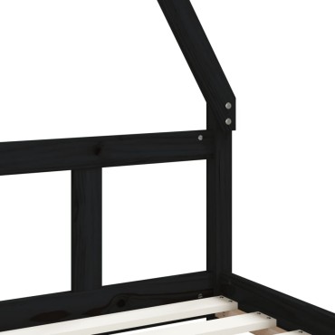 vidaXL Πλαίσιο Παιδικού Κρεβατιού Μαύρο 90x190cm Μασίφ Ξύλο Πεύκου 1 τεμ. - Μονό