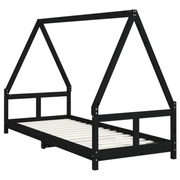 vidaXL Πλαίσιο Παιδικού Κρεβατιού Μαύρο 80x200cm Μασίφ Ξύλο Πεύκου 1 τεμ. - Μονό