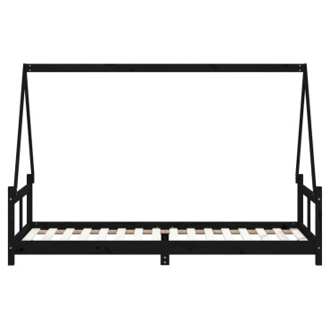vidaXL Πλαίσιο Παιδικού Κρεβατιού Μαύρο 80x200cm Μασίφ Ξύλο Πεύκου 1 τεμ. - Μονό