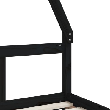 vidaXL Πλαίσιο Παιδικού Κρεβατιού Μαύρο 80x200cm Μασίφ Ξύλο Πεύκου 1 τεμ. - Μονό