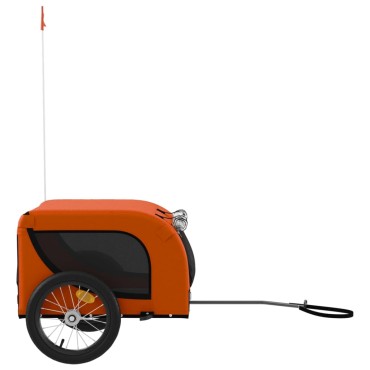 vidaXL Τρέιλερ Ποδηλάτου Κατοικίδιων Πορτοκαλί/Μαύρο Oxford/Σίδηρος