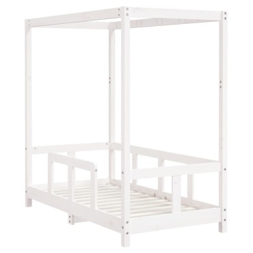 vidaXL Πλαίσιο Παιδικού Κρεβατιού Λευκό 70x140cm Μασίφ Ξύλο Πεύκου 1 τεμ. - Μονό