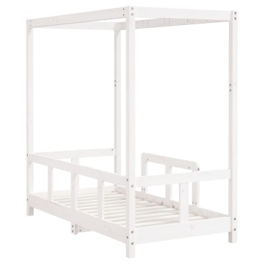 vidaXL Πλαίσιο Παιδικού Κρεβατιού Λευκό 70x140cm Μασίφ Ξύλο Πεύκου 1 τεμ. - Μονό