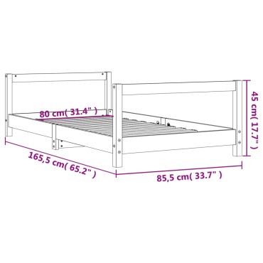 vidaXL Πλαίσιο Παιδικού Κρεβατιού 80x160cm από Μασίφ Ξύλο Πεύκου 1 τεμ. - Μονό