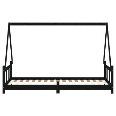 vidaXL Πλαίσιο Παιδικού Κρεβατιού Μαύρο 90x200cm Μασίφ Ξύλο Πεύκου 1 τεμ. - Μονό