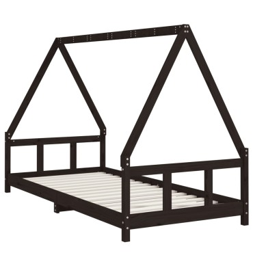 vidaXL Πλαίσιο Παιδικού Κρεβατιού Μαύρο 90x200cm Μασίφ Ξύλο Πεύκου 1 τεμ. - Μονό
