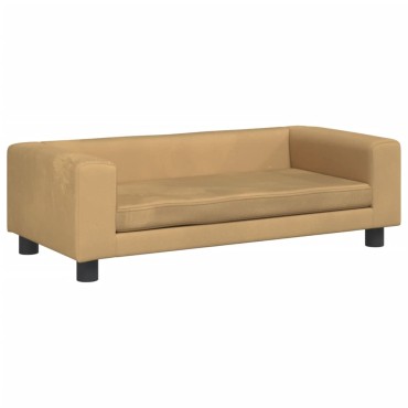 vidaXL Κρεβάτι Σκύλου με Προέκταση Καφέ 100 x 50 x 30 εκ. Βελούδινο