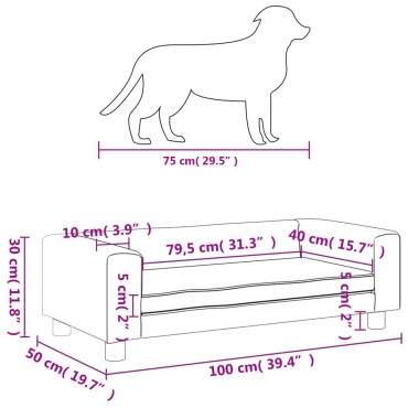 vidaXL Κρεβάτι Σκύλου με Προέκταση Καφέ 100 x 50 x 30 εκ. Βελούδινο