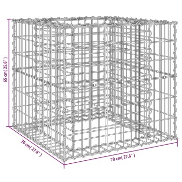 vidaXL Συρματοκιβώτιο Ασημί 70 x 70 x 65 εκ. από Γαλβανισμένο Χάλυβα