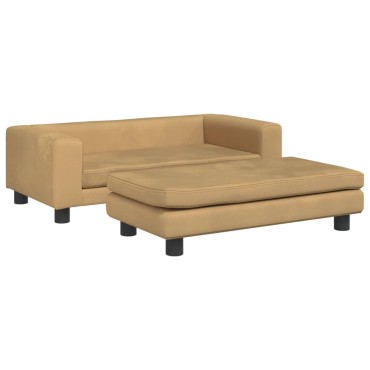vidaXL Καναπές Παιδικός με Υποπόδιο Καφέ 100x50x30cm Βελούδινος 1 τεμ.