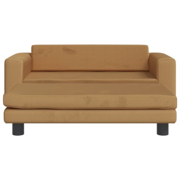 vidaXL Καναπές Παιδικός με Υποπόδιο Καφέ 100x50x30cm Βελούδινος 1 τεμ.