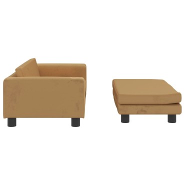 vidaXL Καναπές Παιδικός με Υποπόδιο Καφέ 100x50x30cm Βελούδινος 1 τεμ.