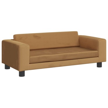 vidaXL Καναπές Παιδικός με Υποπόδιο Καφέ 100x50x30cm Βελούδινος 1 τεμ.