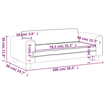 vidaXL Καναπές Παιδικός με Υποπόδιο Καφέ 100x50x30cm Βελούδινος 1 τεμ.