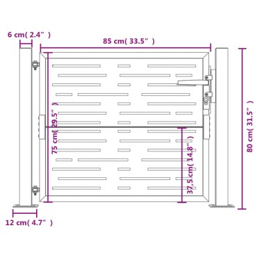 vidaXL Πύλη Κήπου με Τετράγωνο Σχέδιο 105 x 80 εκ. από Ατσάλι Corten